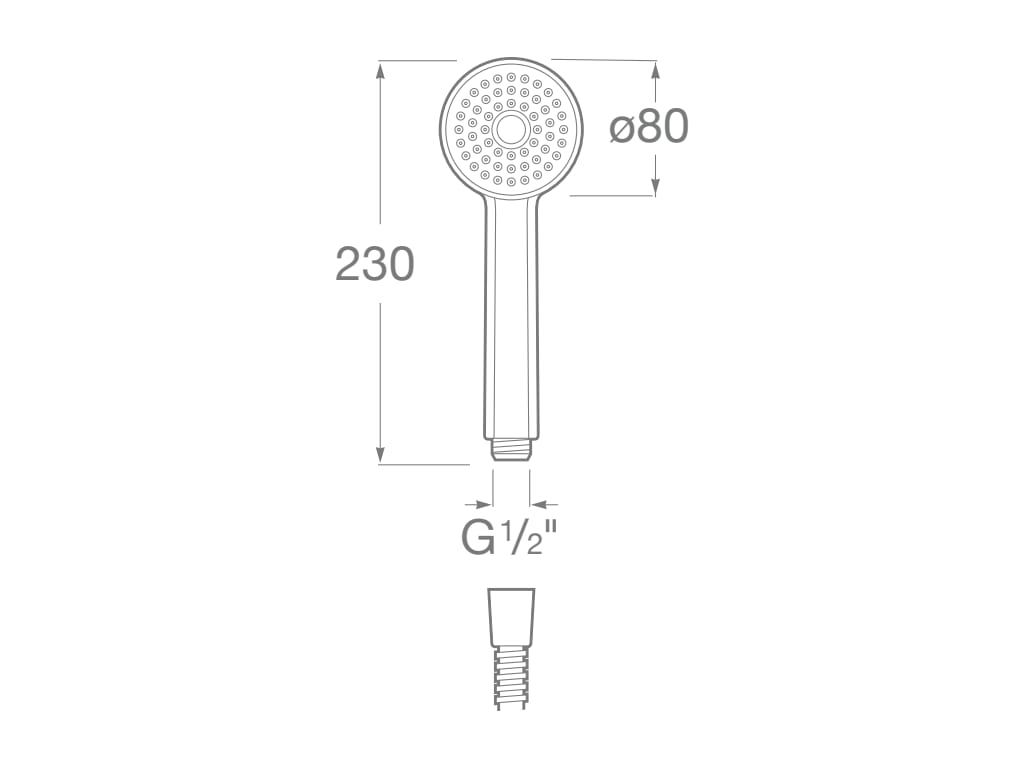 Dusch-Set Stella 80 1F – Mit Handbrause, 70 Cm Wandstange & Flexschlauch (Chrom, Ø 80 Mm)