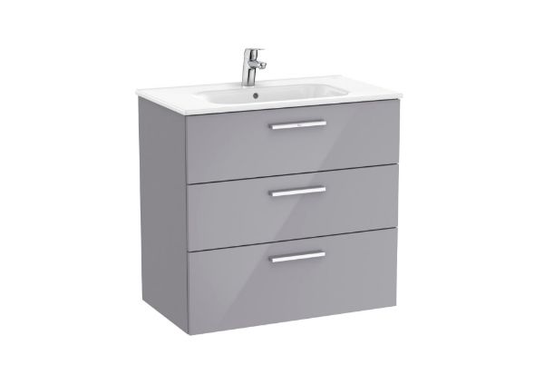 UNIK, MUEBLE Y LAV, MODELO VIC FAM  3 CJ GRIS BRILLO CON LAV CENTRADO.  MED 800X453 A851597516